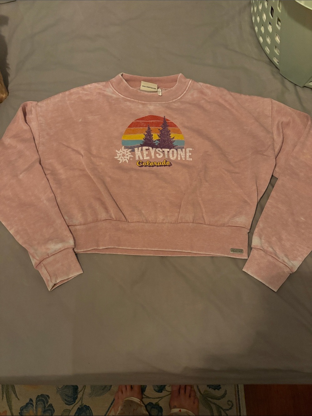 Techstyles Sweatshirt Keystone Travelcore Rainbow Sunset Graphic‎ Women's Pink
